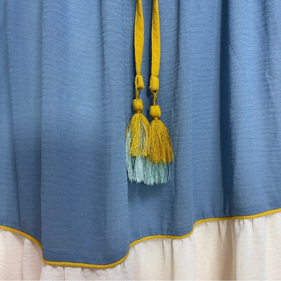 Loft Poolside Tri-Colored Tiered Drawstring Maxi Skirt Medium - Picture 2 of 7